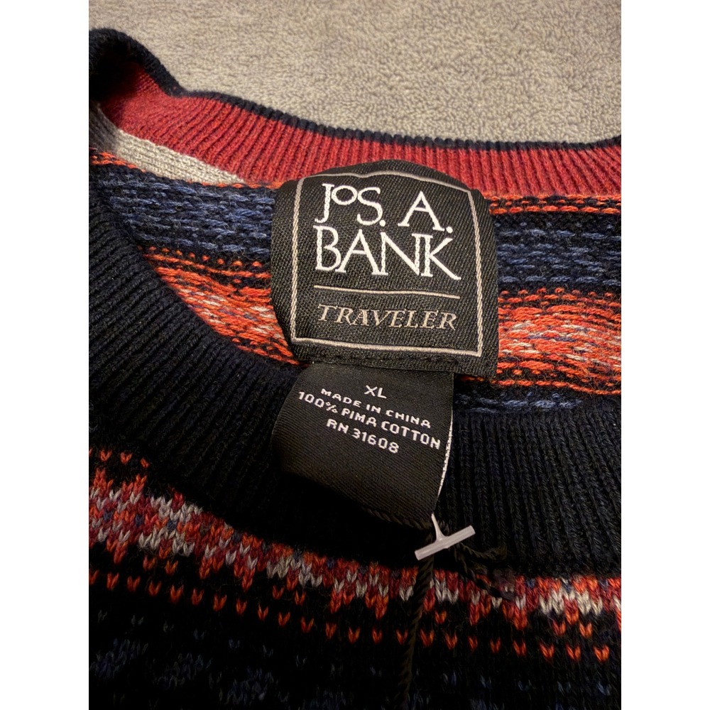 Jos A Bank Traveler Pima Cotton Mens XL‎ Crew Neck Striped Sweater - Picture 5 of 7